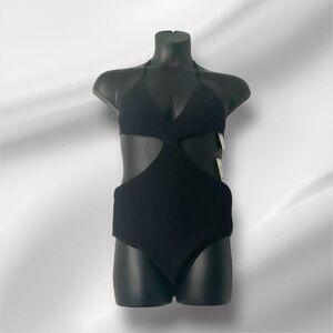 Cotton On Body One Piece Black Crochet Swimwear SZ XL Women Knit Cut-Out‎ Beach